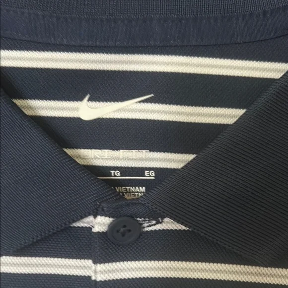Nike Black and White Striped Men's Polo Shirt - Picture 2 of 3